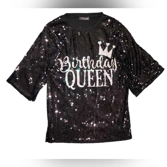 NWT Jainmy Martinez Birthday Queen Sequins Shirt Dress One Size - Picture 2 of 7